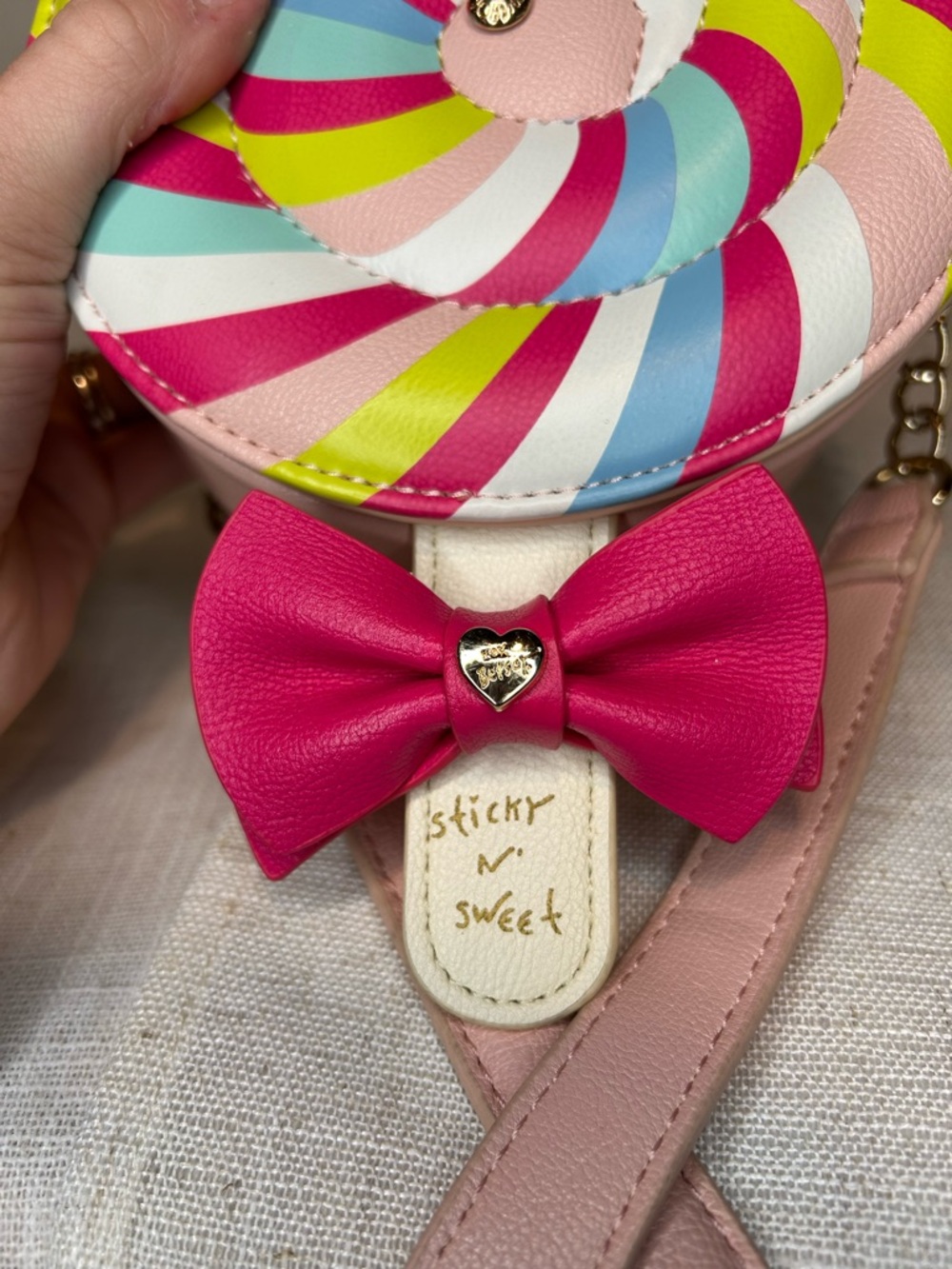 Betsey Johnson Candy Swirl Round Crossbody Bag in Pink & Multi-Color - Picture 5 of 11